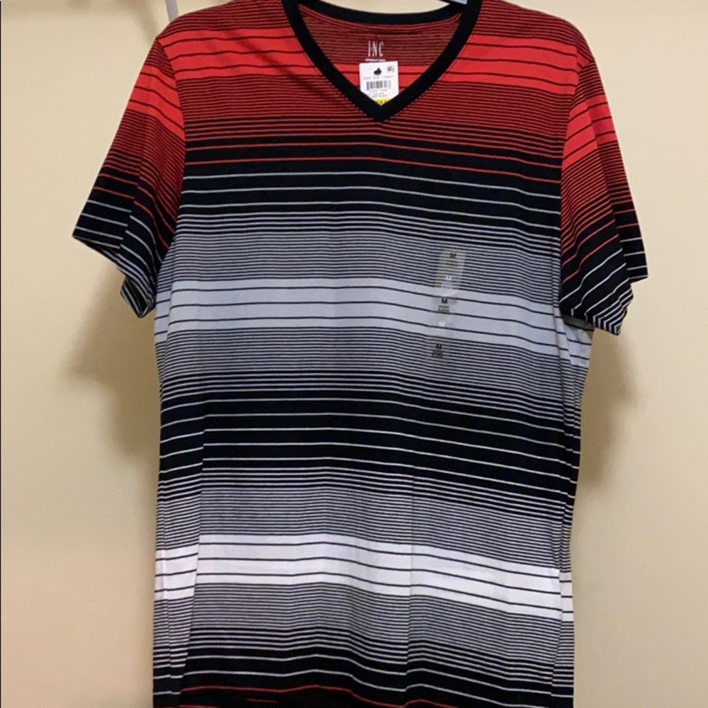INC Mens striped tee v neck